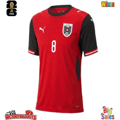 Austria David Alaba #8 Replica Home Stadium Shirt for Women World Cup 2026 Short Sleeve